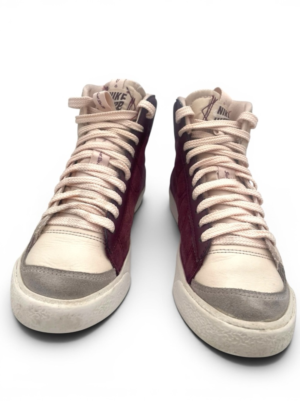 Nike Blazer Mid Burgundy Beige Sneakers Youth 4Y Women 6 Retro Casual - Picture 4 of 11